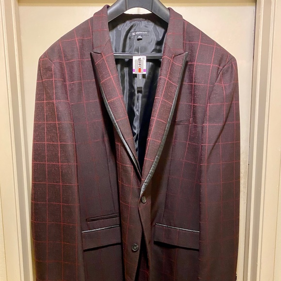 NEW INC International Concepts Men's Blazer Red Check 3XLT Big and Tall - Picture 1 of 15